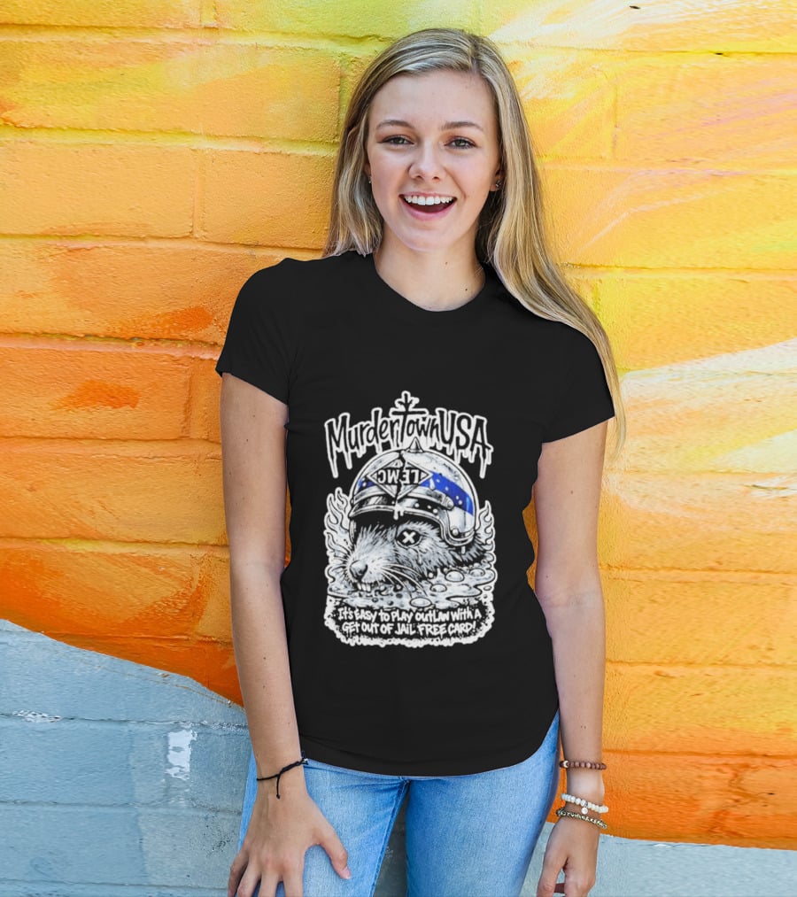 Murder Town USA It's Easy To Play Outlaw Get Out Of Jail Free Card Wild West T-Shirt