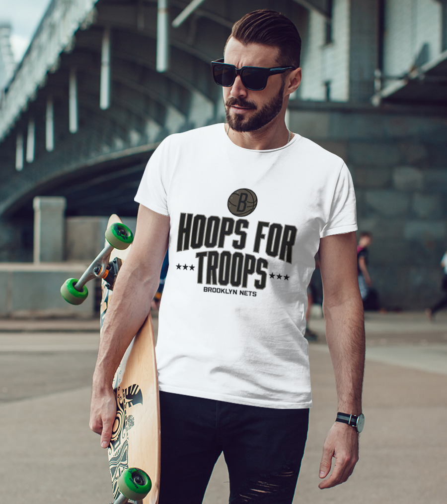 Brooklyn Nets Hoops For Troops 2025 NBA Basketball Event T-Shirt