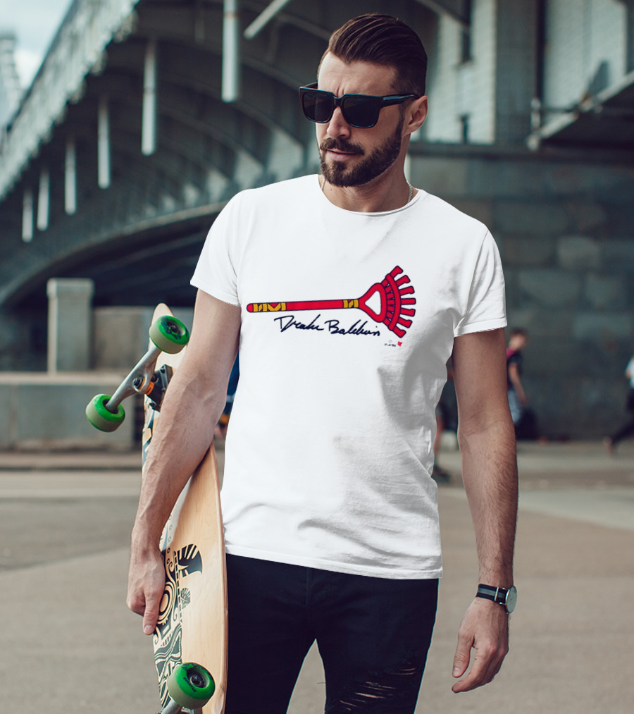 Drake Baldwin Red Yellow Rake Drawing T-Shirt