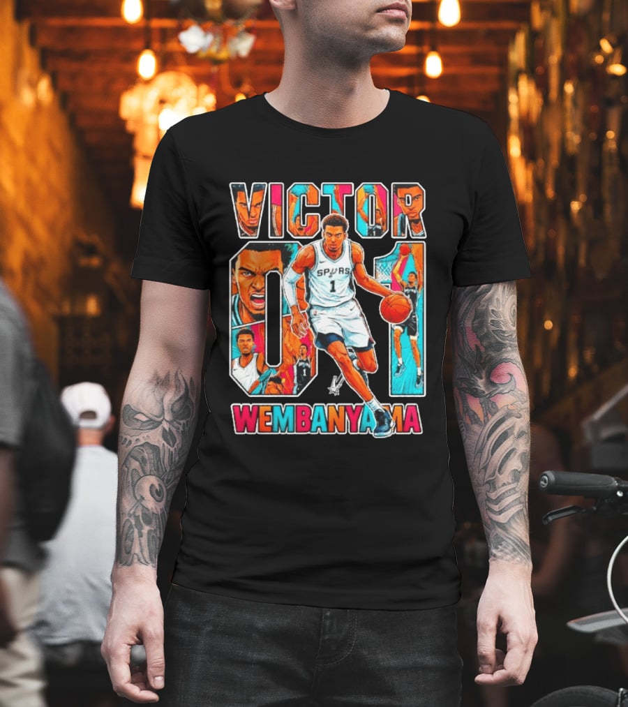 Victor Wembanyama No 1 San Antonio Spurs Comic Fiesta T-Shirt