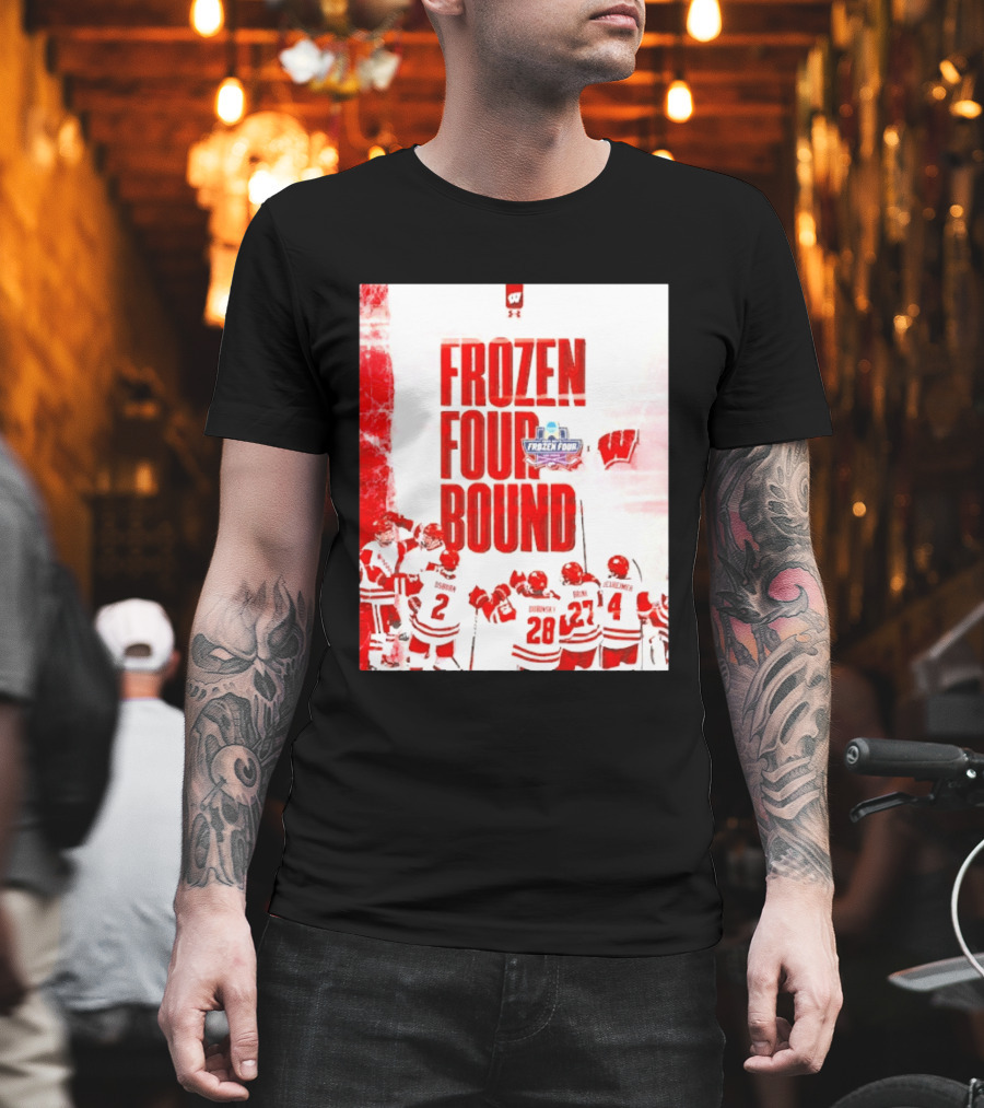 Frozen Four Bound Wisconsin Badgers Men's Ice Hockey Team Celebration T-Shirt