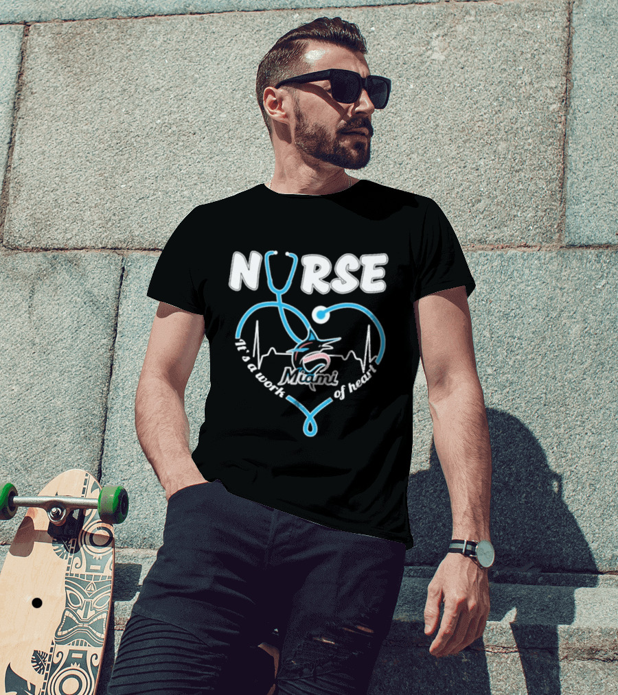 Nurse It's A Work Of Heart Miami Stethoscope 2026 T-Shirt