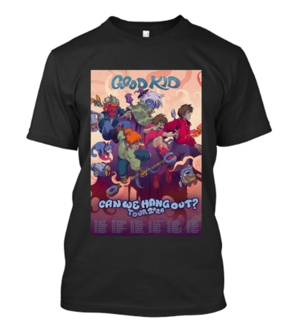 Good Kid Can We Hang Out 2026 Tour Colorful Cartoon Characters T-Shirt