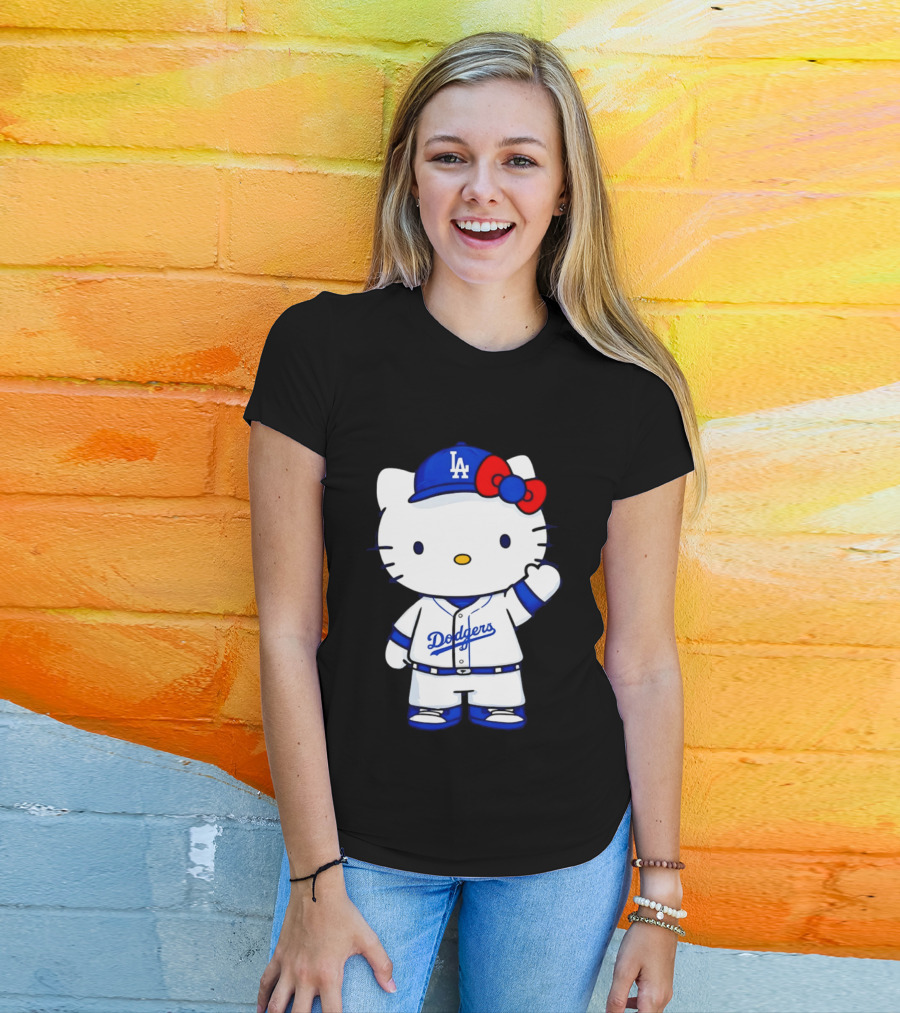 Hello Kitty Los Angeles Dodgers MLB Baseball Collaboration Fan T-Shirt