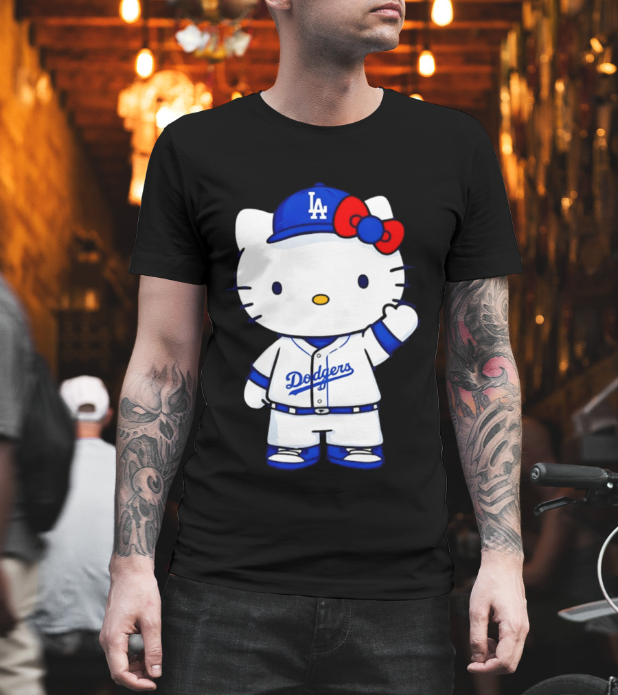 Hello Kitty Los Angeles Dodgers MLB Baseball Collaboration Fan T-Shirt
