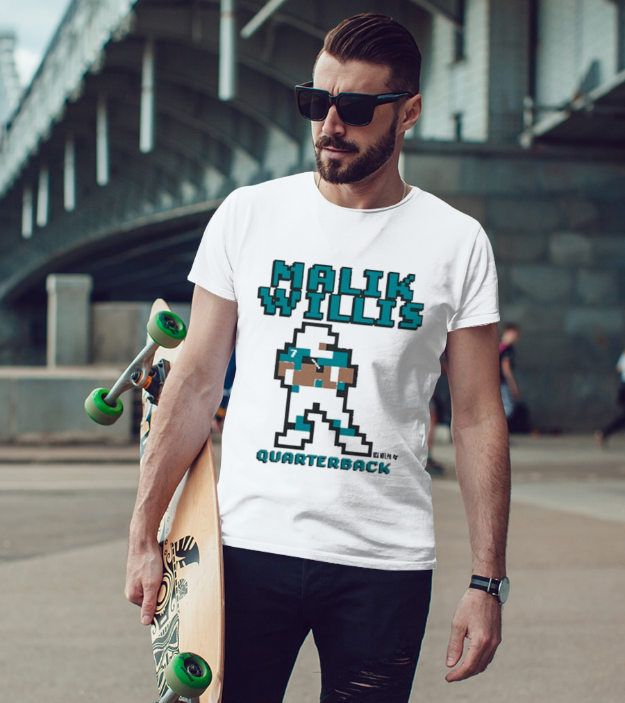 Malik Willis Retro Pixel Quarterback Miami Baller T-Shirt