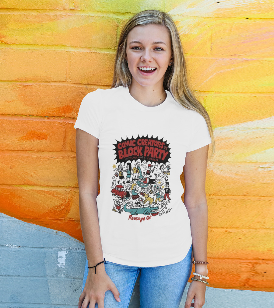 Revenge Of Comic Creators Block Party With Patton & Jordan Crocodile Chaos Celebration T-Shirt