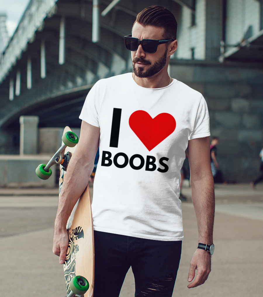 I Love Boobs Heart Symbol Humor T-Shirt