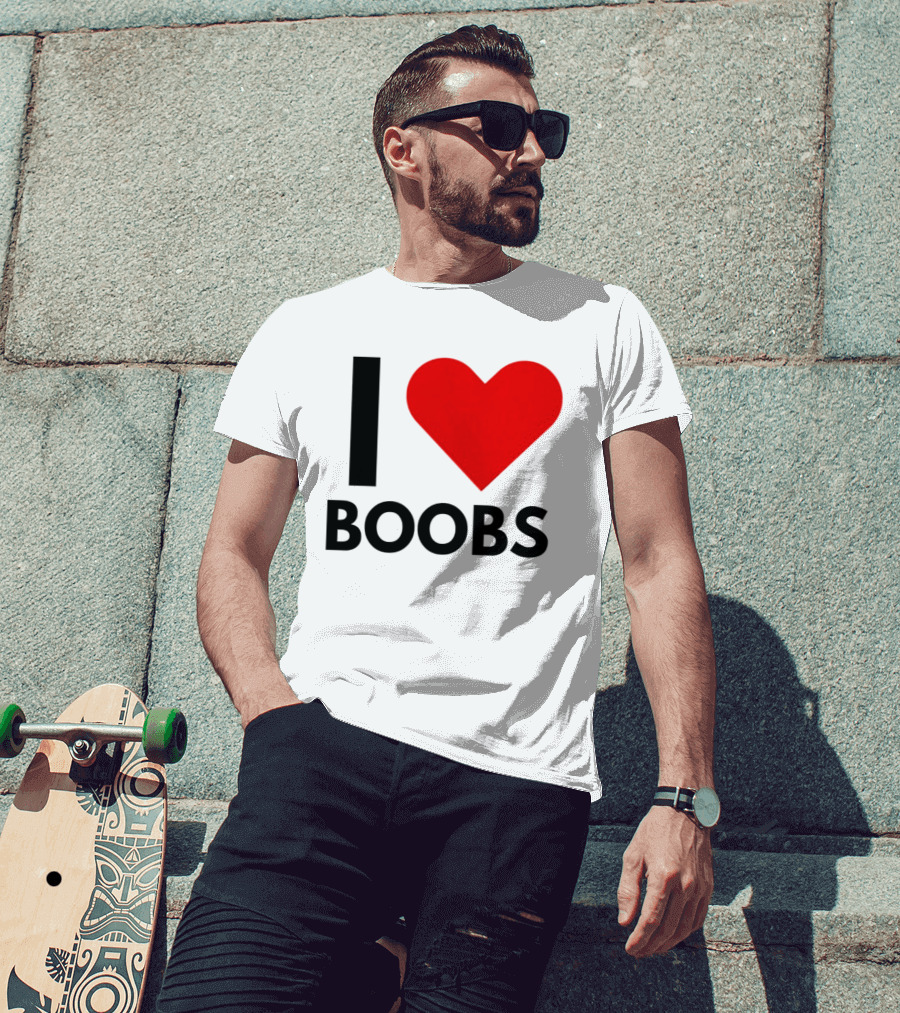 I Love Boobs Heart Symbol Humor T-Shirt