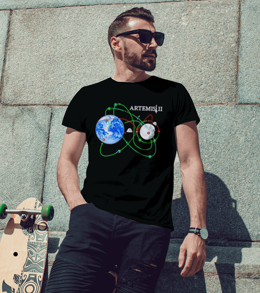 Artemis II NASA Moon Mission Pathways Earth And Moon T-Shirt