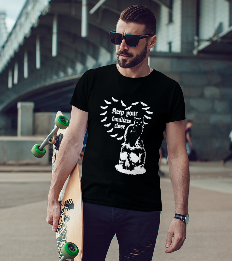 Keep Your Familiars Close Owl Skull And Bats T-Shirt