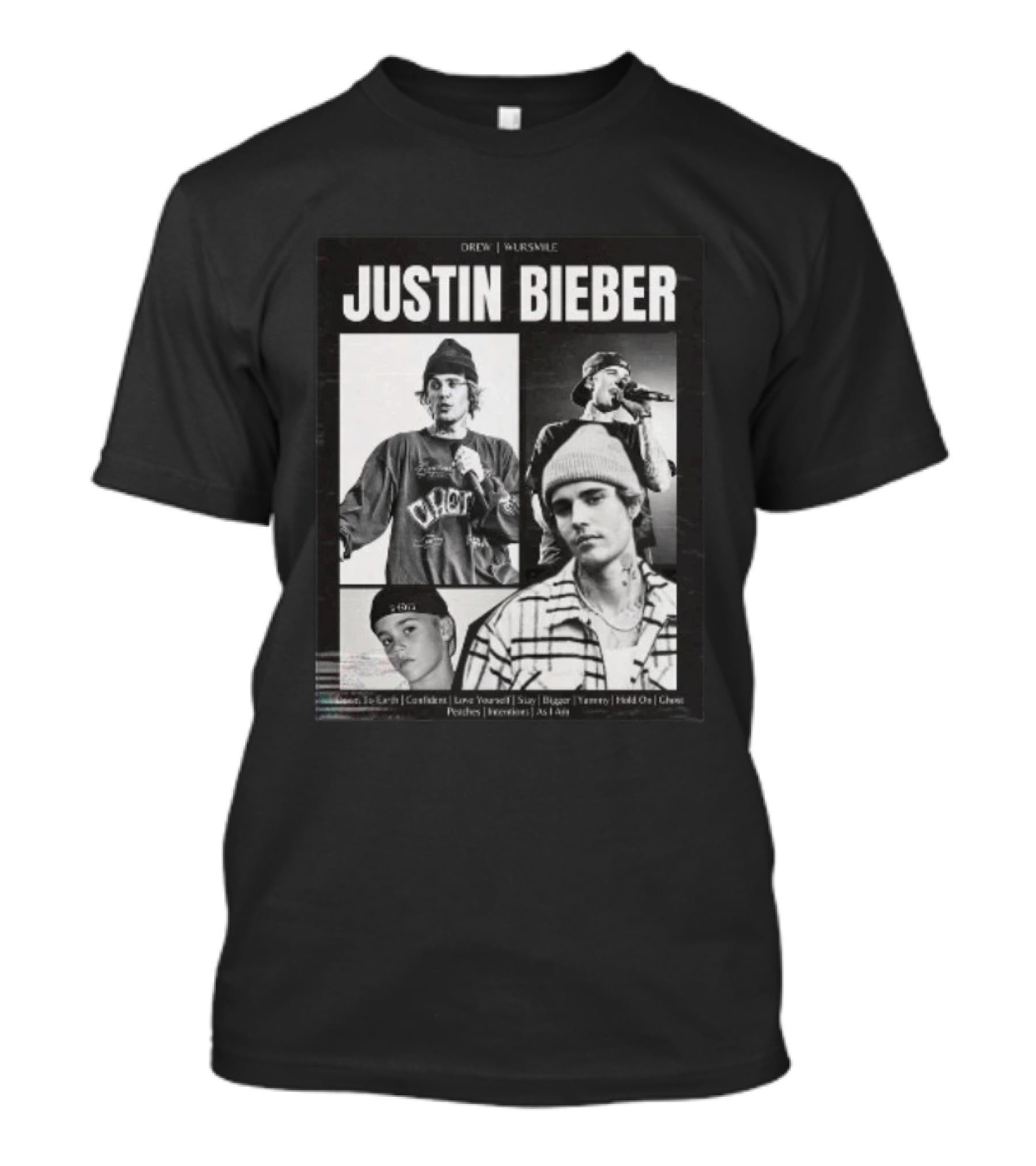 Drew House Viasmule Justin Bieber Collage Love Yourself Peaches Iconic Photos T-Shirt