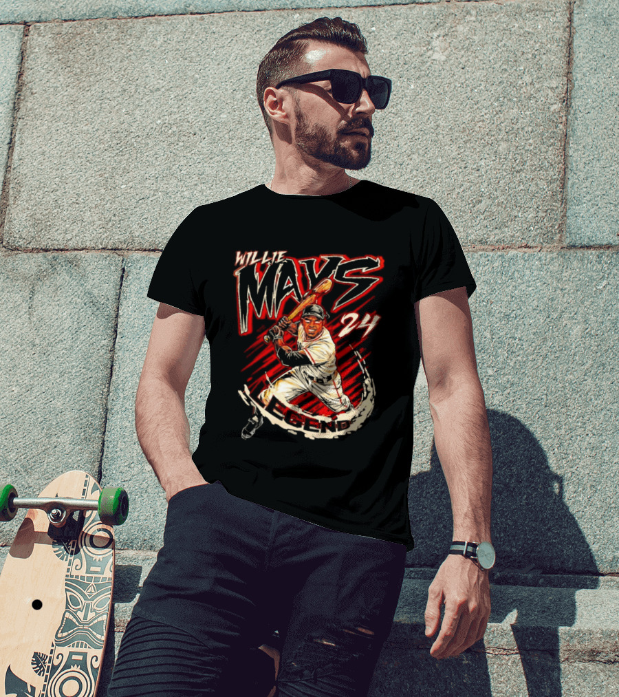 Willie Mays 24 San Francisco Giants Planet Euphoria Player Baseball T-Shirt