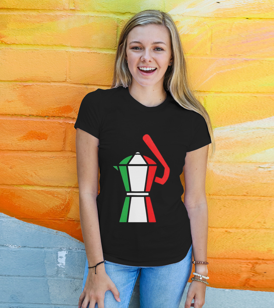 Italy Coffee Pot Italian Flag Colors White T-Shirt