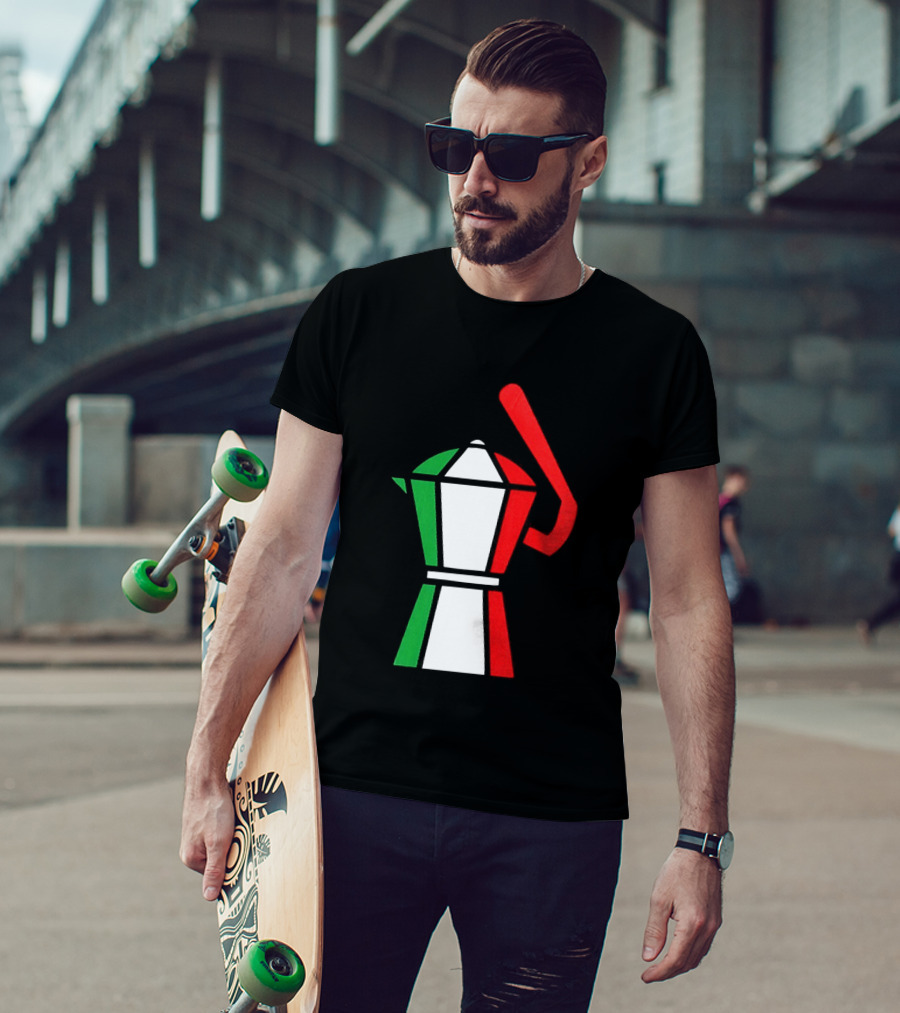 Italy Coffee Pot Italian Flag Colors White T-Shirt