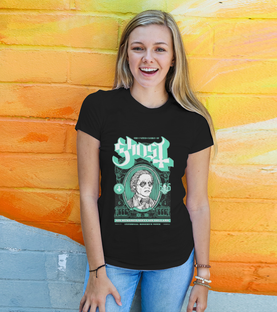 Ghost Six Hundred Sixty Six Dollars Papa Emeritus Spirit Bank Note T-Shirt