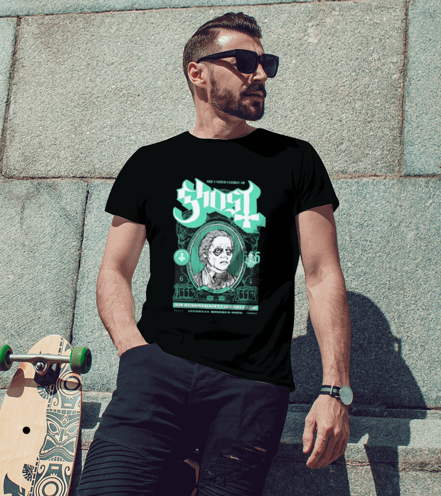 Ghost Six Hundred Sixty Six Dollars Papa Emeritus Spirit Bank Note T-Shirt