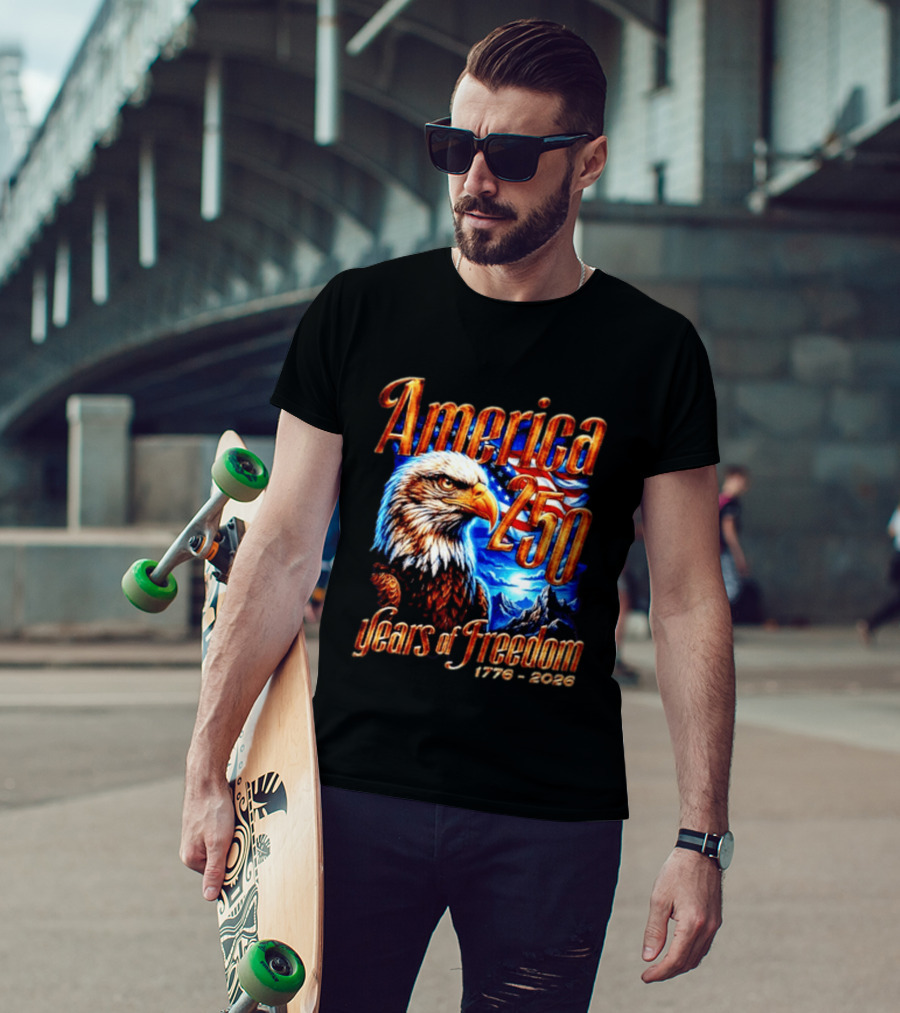 America 250 Years Of Freedom 1776 2026 Eagle Flag T-Shirt