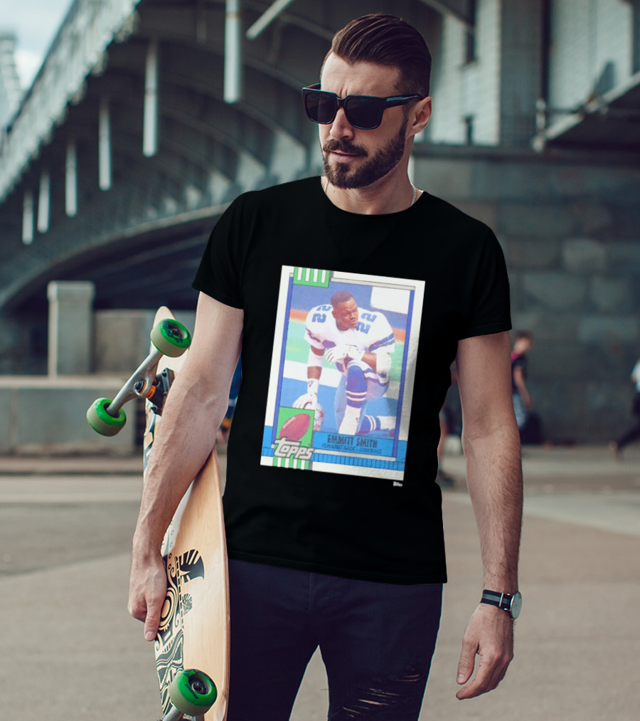 Emmitt Smith Topps Trading Card Running Back Cowboys Football Player T-Shirt