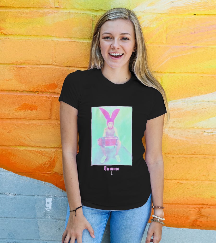 Gummo Bunny With Accordion And Pink Ears T-Shirt