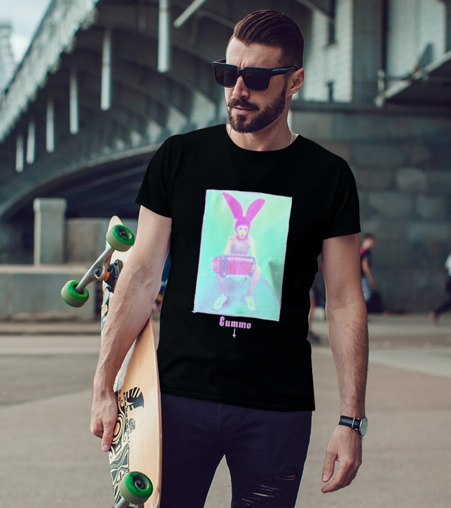Gummo Bunny With Accordion And Pink Ears T-Shirt