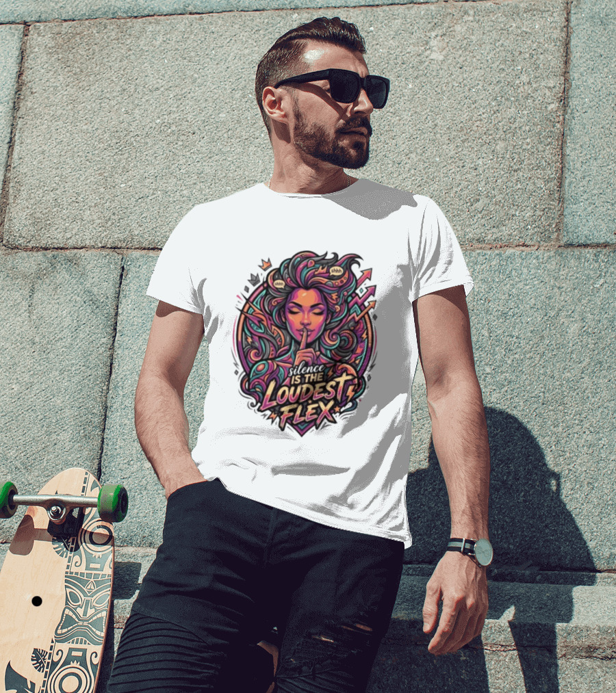 Shhh Silence Is The Loudest Flex Zen Art Nouveau Aesthetic T-Shirt