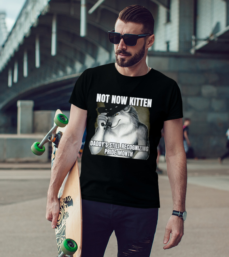 Not Now Kitten Daddy's Still Recognizing Pride Month Wolf T-Shirt