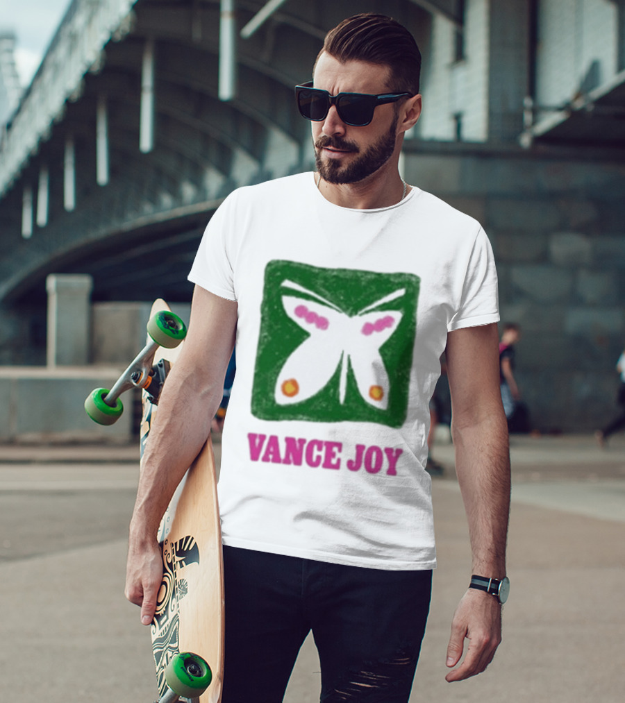 Vance Joy Butterfly Green Pink White T-Shirt