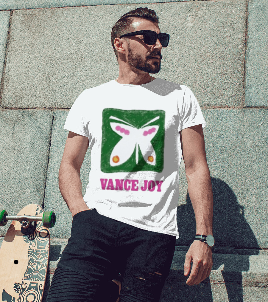Vance Joy Butterfly Green Pink White T-Shirt