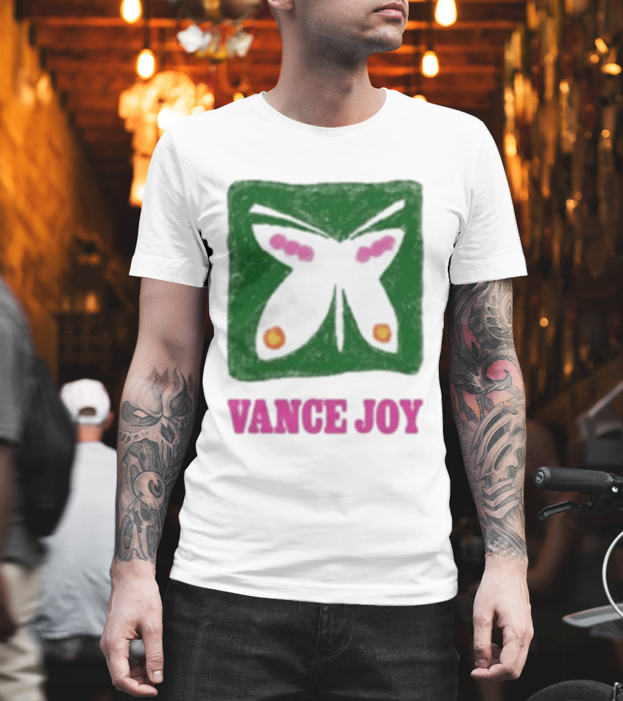 Vance Joy Butterfly Green Pink White T-Shirt