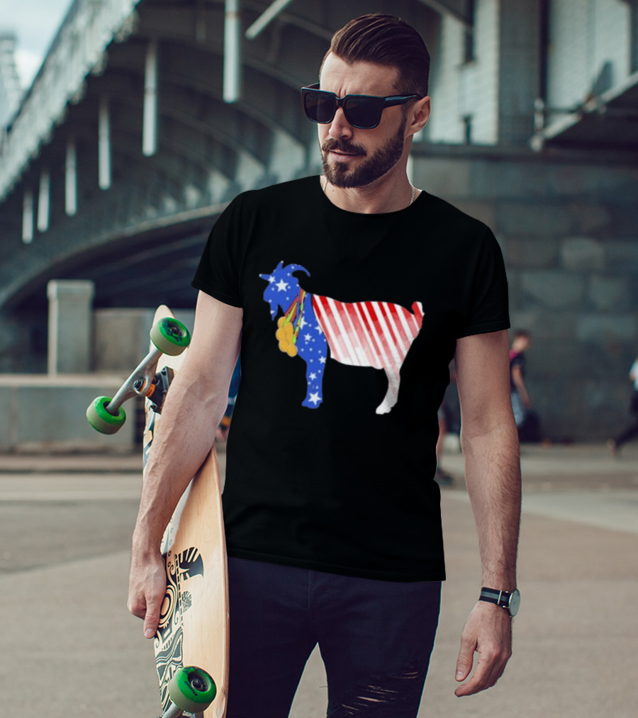 USA GOAT Stars Stripes Olympic Medals T-Shirt