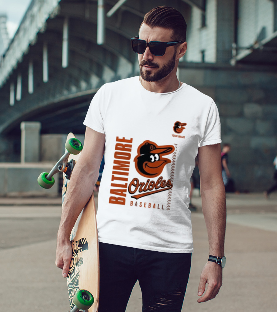 Baltimore Orioles Baseball Team Logo With Mascot Bird T-Shirt