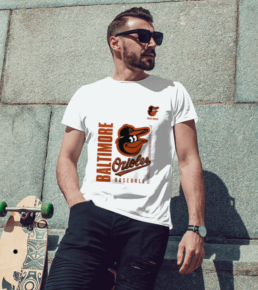 Baltimore Orioles Baseball Team Logo With Mascot Bird T-Shirt