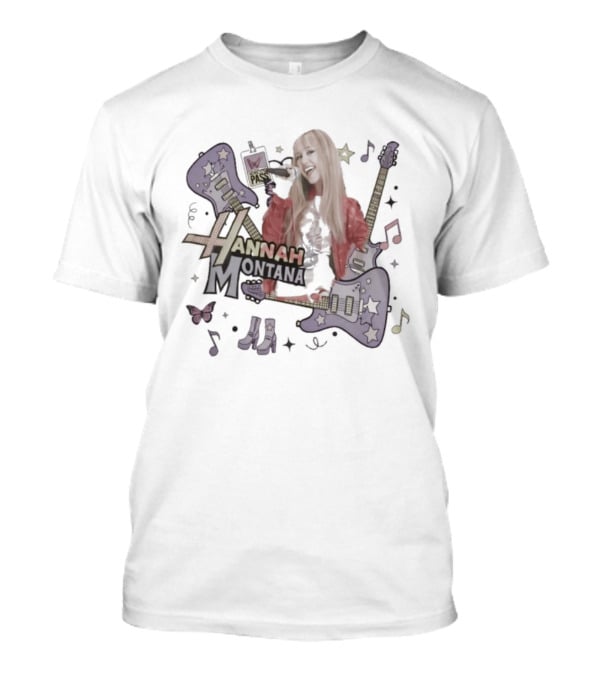 Hannah Montana Y2K Aesthetic Pop Star 2026 Guitar Butterfly Music Notes T-Shirt