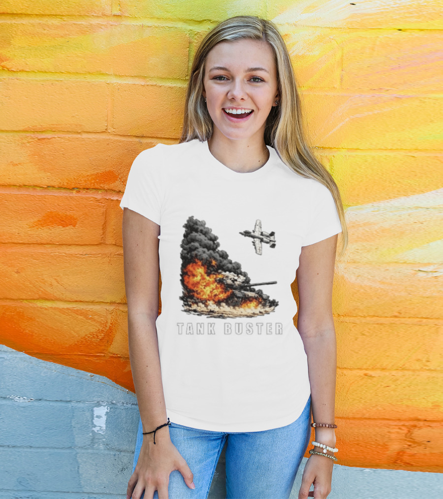 Tank Buster Explosion Fighter Plane Attack T-Shirt