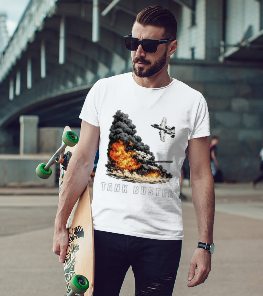 Tank Buster Explosion Fighter Plane Attack T-Shirt