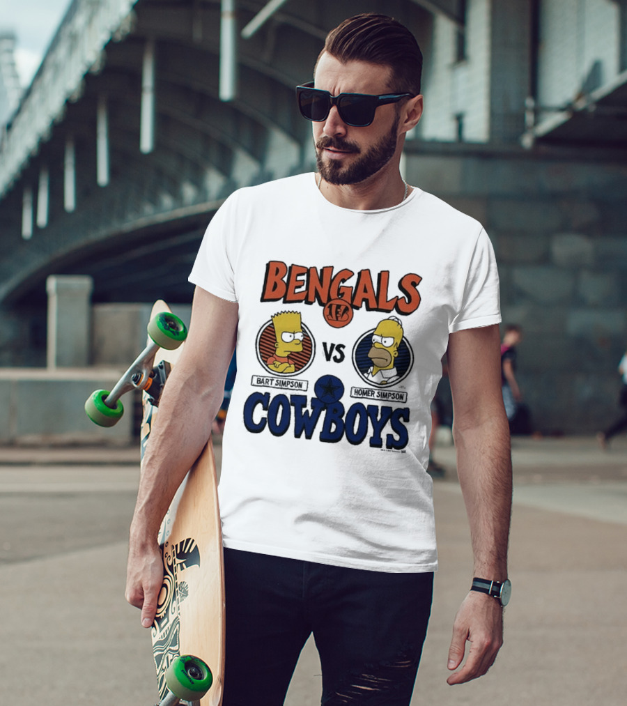 Bengals Vs Cowboys Bart Simpson Homer Simpson T-Shirt