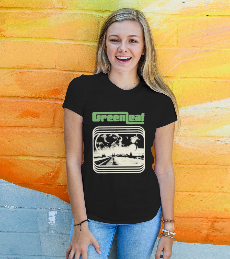 Greenleaf Black Space Scenic Globe With Railway Tracks T-Shirt