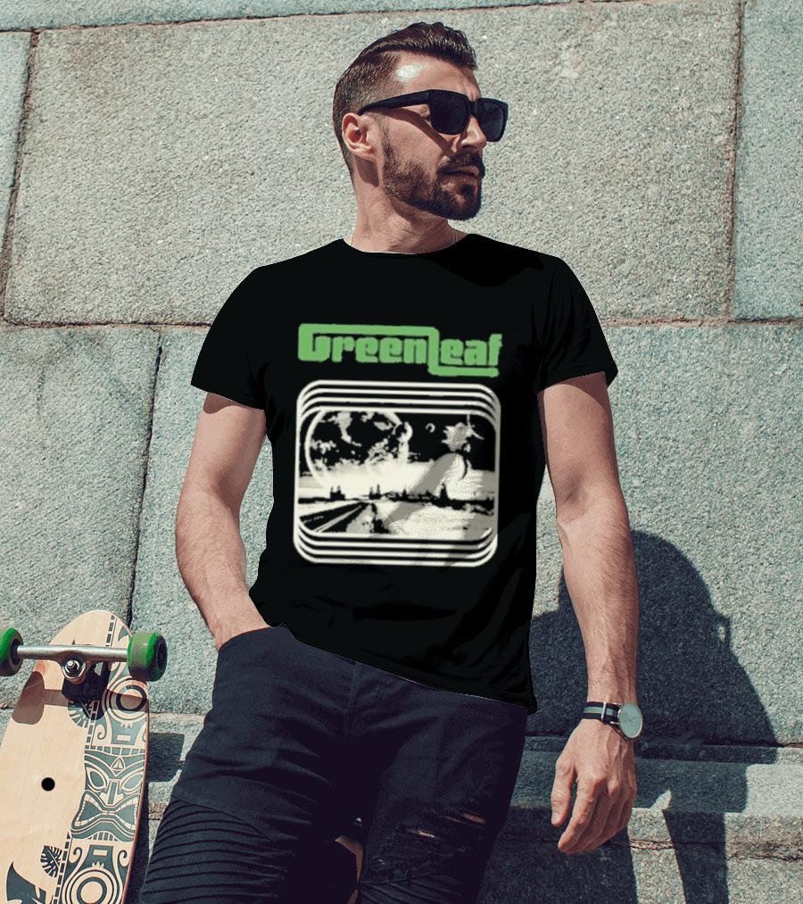 Greenleaf Black Space Scenic Globe With Railway Tracks T-Shirt
