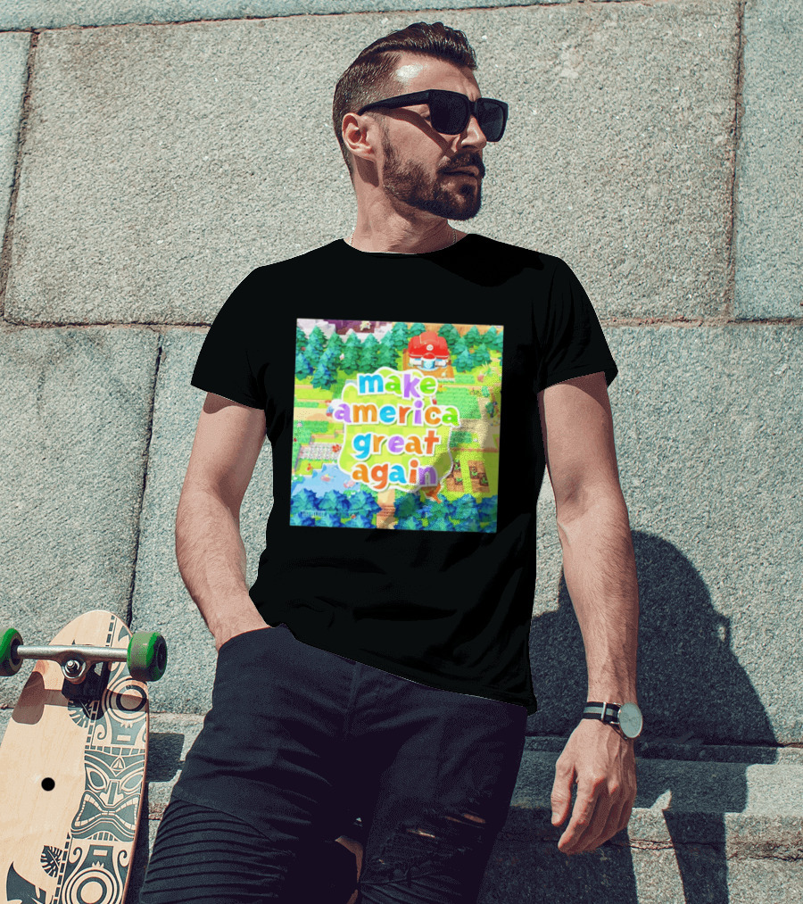 Make America Great Again Colorful Forest Game Inspired Scenery White House Pokopia Generator T-Shirt