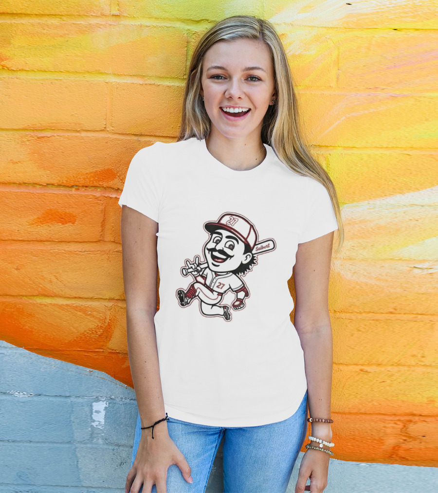 Sal Stewart Baseball Mascot Character With Bat And Mustache T-Shirt