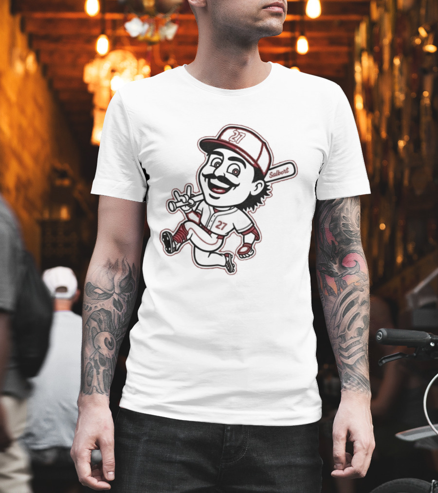 Sal Stewart Baseball Mascot Character With Bat And Mustache T-Shirt