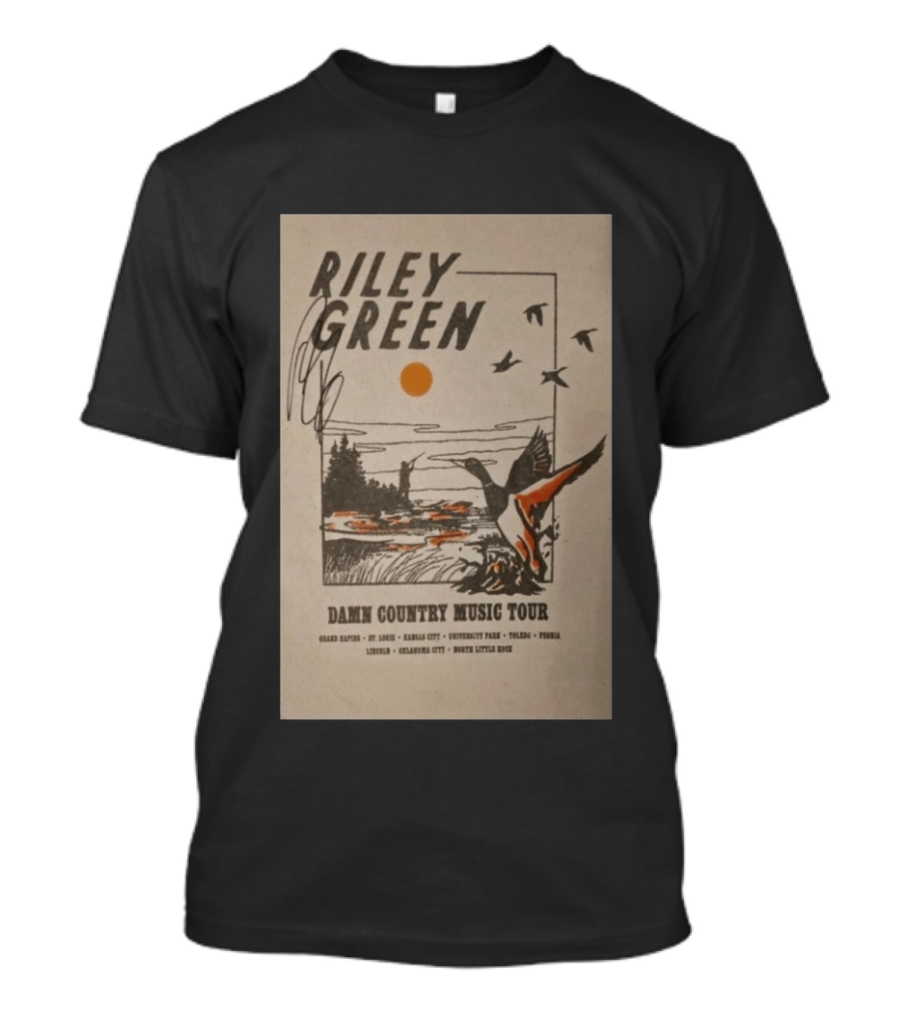 Riley Green Signed Damn Country Music Tour T-Shirt