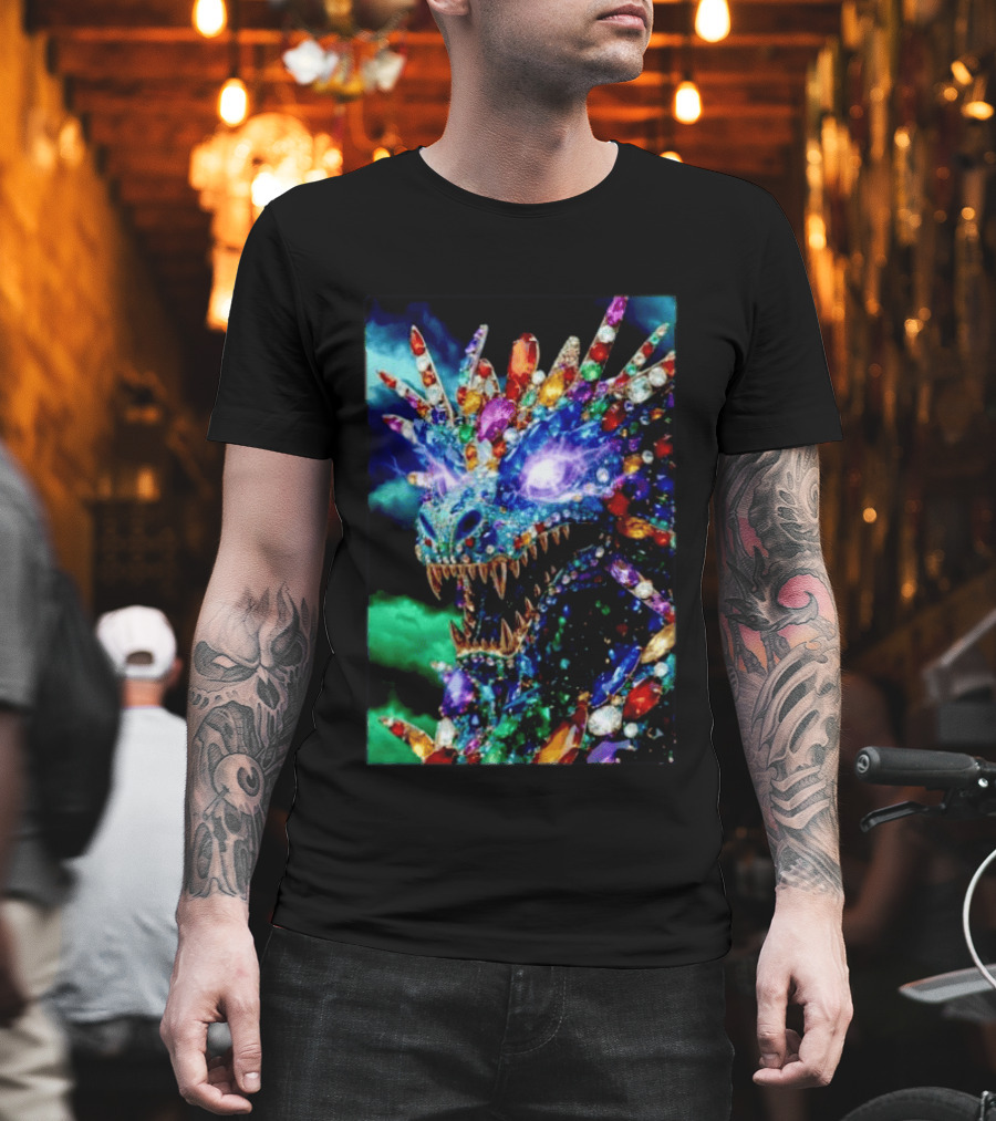 Dragon Crystal Psychedelic Gem Monster Multicolor Jewel Encrusted Creature T-Shirt
