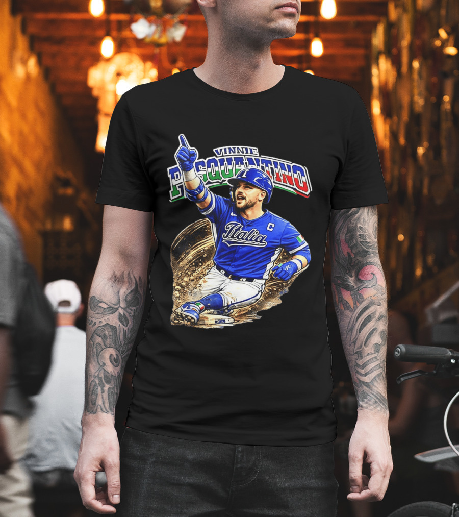 Vinnie Pasquantino Italy Baseball Classic Caricature Italia Jersey Celebration T-Shirt