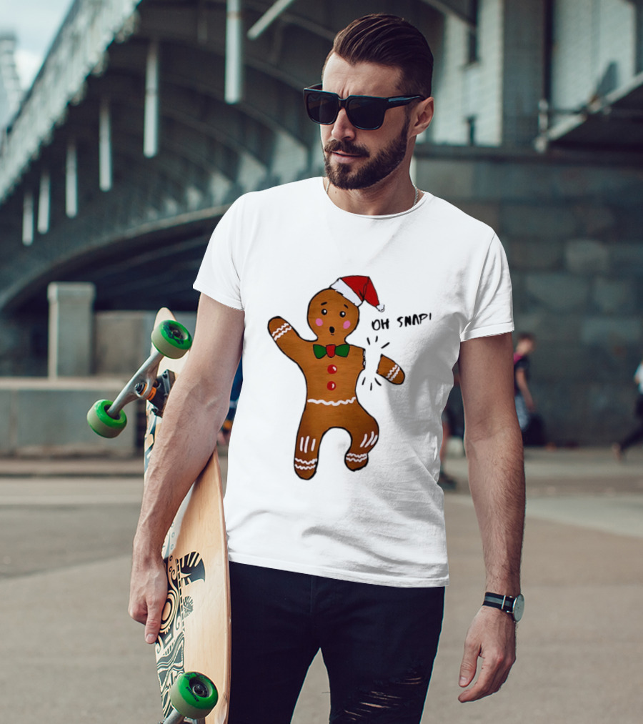 Gingerbread Man Oh Snap Broken Arm Christmas Humor T-Shirt