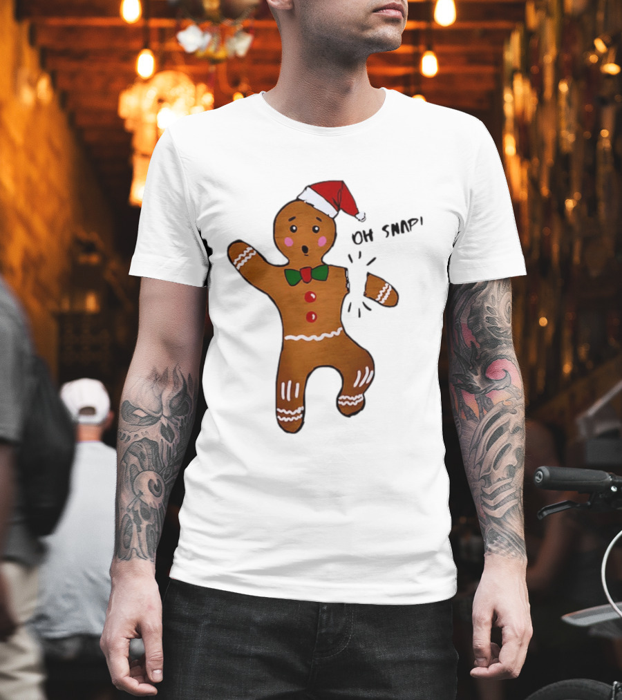 Gingerbread Man Oh Snap Broken Arm Christmas Humor T-Shirt