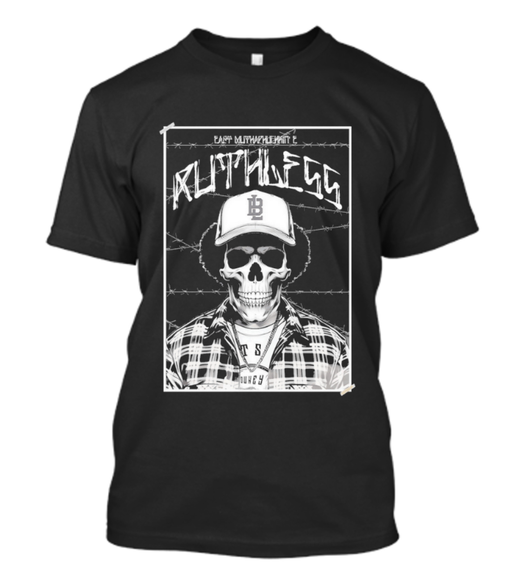 Eazy E Ruthless Skull In Cap And Barbed Wire T-Shirt