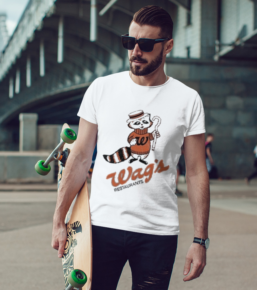 Wag's Restaurant Raccoon Character Sweater Cane T-Shirt