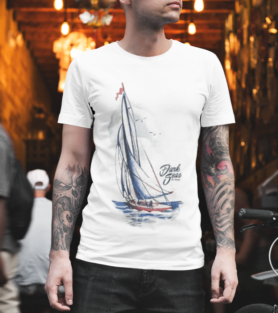 Dark Seas Smooth Sails Sailboat Nautical Adventure T-Shirt